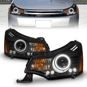 FORD FOCUS 08-11 PROJECTOR HEADLIGHTS BLACK W/ RX HALO