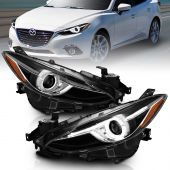 MAZDA 3 14-16 PROJECTOR HALO HEADLIGHTS BLACK