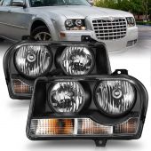 CHRYSLER 300 05-10 CRYSTAL HEADLIGHTS BLACK (FOR HALOGEN MODELS ONLY)