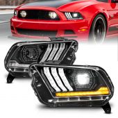 FORD MUSTANG 13-14 (HID MODEL) FULL LED PROJECTOR LIGHT BAR STYLE HEADLIGHTS BLACK W/ SEQUENTIAL SIGNAL