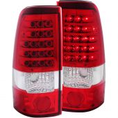 CHEVY SILVERADO 99-02 / GMC SIERRA 1500/2500 99-06 LED TAIL LIGHTS CHROME RED/CLEAR LENS