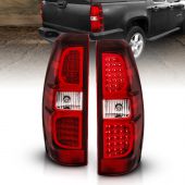 CHEVY AVALANCHE 07-13 LED TAIL LIGHTS CHROME RED/CLEAR LENS
