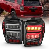 TOYOTA 4RUNNER 14-23 TAIL LIGHTS BLACK HOUSING CLEAR LENS RED LIGHT BAR W/ SEQUENTIAL 