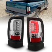DODGE RAM 1500 94-01 2500/3500 94-02 LED TAILLIGHTS PLANK STYLE CHROME W/ CLEAR LENS  