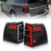 FORD EXPEDITION 07-17 LED C BAR TAIL LIGHTS BLACK CLEAR LENS W/ SEQUENTIAL SIGNAL