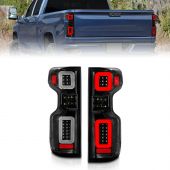 CHEVY SILVERADO 1500 19-22 FULL LED TAIL LIGHTS BLACK CLEAR LENS W/ SEQUENTIAL SIGNAL (FACTORY LED MODELS)