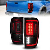 FORD RANGER 19-23 FULL LED TAIL LIGHTS BLACK SMOKE LENS W/ SEQUENTIAL SIGNAL  (FOR ALL MODELS, W/O BLIS MODULE) 