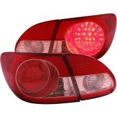 TOYOTA COROLLA 03-08 LED TAIL LIGHTS CHROME RED/CLEAR LENS 2PC