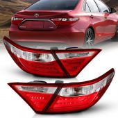 TOYOTA CAMRY 15-17 LED TAIL LIGHT CHROME RED/CLEAR LENS (4 PCS )