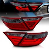 TOYOTA CAMRY 4DR 15-17 LED TAIL LIGHTS CHROME RED/SMOKE LENS (4 PCS)