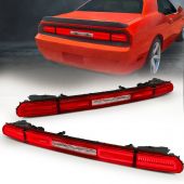 DODGE CHALLENGER 08-14 SEQUENTIAL LED TAIL LIGHTS CHROME RED LENS (3 PC)