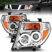 NISSAN FRONTIER 05-08 /PATHFINDER 05-07 PROJECTOR HEADLIGHTS CHROME CLEAR AMBER (DOES NOT FIT V8) (RX HALO)