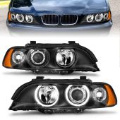 BMW 5 SERIES E39 97-01 PROJECTOR HALO HEADLIGHTS BLACK