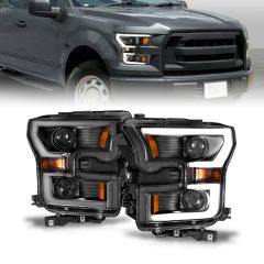 FORD F-150 15-17 PROJECTOR PLANK STYLE HEADLIGHTS BLACK (FOR HALOGEN MODELS ONLY)