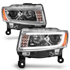 JEEP GRAND CHEROKEE 14-16 PROJECTOR HEADLIGHTS PLANK STYLE CHROME (FOR HALOGEN MODELS ONLY)