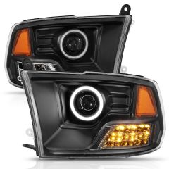 DODGE RAM 1500 09-18 / RAM 2500/3500 10-18 PROJECTOR HALO HEADLIGHTS BLACK W/ RX HALO (FOR NON-PROJECTOR MODELS)