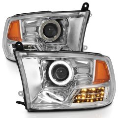 DODGE RAM 1500 09-18 / RAM 2500/3500 10-18 PROJECTOR HEADLIGHTS CHROME W/ RX HALO (FOR NON-PROJECTOR MODELS)