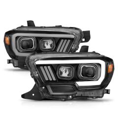 TOYOTA TACOMA 16-22 PROJECTOR PLANK STYLE HEADLIGHT BLACK (FOR HALOGEN DRL)
