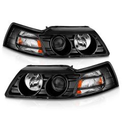 FORD MUSTANG 99-04 PROJECTOR HEADLIGHTS BLACK