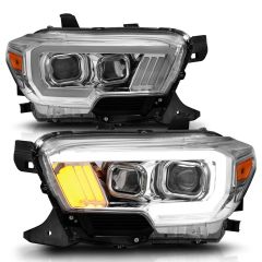 TOYOTA TACOMA 16-23 PROJECTOR PLANK STYLE HEADLIGHTS CHROME (FOR HALOGEN VERSION W/ HALOGEN DRL)