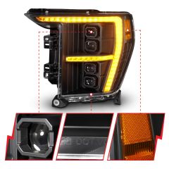 FORD F-150 21-23 Z-SERIES FULL LED PLANK PROJECTOR HEADLIGHTS BLACK W/ INITIATION FEATURE (FACTORY HALOGEN MODEL ONLY)