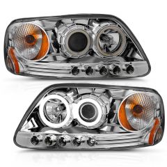 FORD F-150 97-03 / EXPEDITION 97-02 PROJECTOR HEADLIGHTS CHROME W/ RX HALO & LED 1 PC