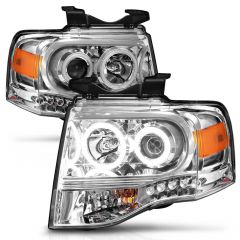 FORD EXPEDITION 07-14 PROJECTOR HALO HEADLIGHTS CHROME W/ RX HALO