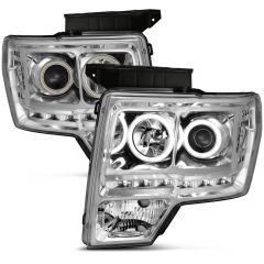 FORD F-150 09-14 PROJECTOR HEADLIGHTS G2 CHROME W/ RX HALO (FOR HALOGEN MODEL)