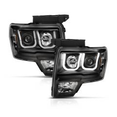 FORD F-150 13-14 PROJECTOR U BAR STYLE HEADLIGHT BLACK (FOR HID, NO HID KIT)
