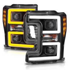 FORD F250/ F350/ F450 SUPER DUTY 17-19 PROJECTOR PLANK STYLE SWITCHBACK HEADLIGHT BLACK