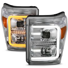 FORD SUPER DUTY 11-16 PROJECTOR PLANK STYLE SWITCHBACK HEADLIGHTS CHROME