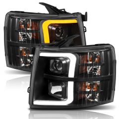 CHEVY SILVERADO 1500 07-13 / 2500HD/3500HD 07-14 PROJECTOR PLANK SWITCHBACK HEADLIGHTS BLACK