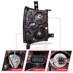  CHEVY SILVERADO 1500 14-15 PROJECTOR SWITCHBACK PLANK STYLE HEADLIGHTS BLACK