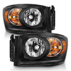 DODGE RAM 1500 06-08 / 2500/3500 06-09 CRYSTAL HEADLIGHT BLACK