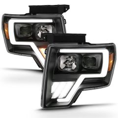 FORD F-150 09-14 PROJECTOR PLANK STYLE HEADLIGHTS BLACK W/ SWITCHBACK SIGNAL (FOR HALOGEN MODEL)