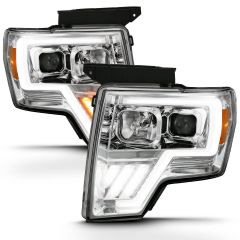 FORD F-150 09-14 PROJECTOR PLANK STYLE HEADLIGHT CHROME W/ SWITCHBACK SIGNAL (FOR HALOGEN MODEL) 