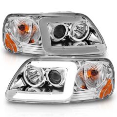 FORD F-150 97-03 / EXPEDITION 97-02 PROJECTOR C BAR HEADLIGHTS CHROME 