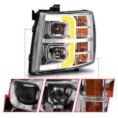 CHEVY SILVERADO 1500 07-13 / 2500HD/3500HD 07-14 PROJECTOR PLANK STYLE SEQUENTIAL HEADLIGHTS CHROME