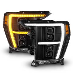 FORD F-150 21-23 Z-SERIES FULL LED PLANK PROJECTOR HEADLIGHTS BLACK W/ DRL SWITCH & INITIATION FEATURE (FACTORY HALOGEN MODEL ONLY)