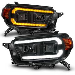TOYOTA 4RUNNER 10-13 PROJECTOR PLANK STYLE HEADLIGHTS BLACK W/ SEQUENTIAL SIGNAL & DRL