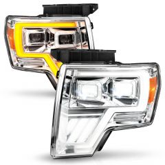 FORD F-150 09-14 FULL LED PROJECTOR HEADLIGHTS CHROME HOUSING SEQUENTIAL LIGHT BAR W/ INITIATION FEATURE