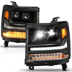 CHEVY SILVERADO 1500 16-18 FULL LED PROJECTOR PLANK HEADLIGHTS BLACK (FOR HID MODELS ONLY)
