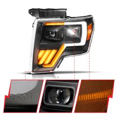 FORD F-150 09-14 FULL LED PROJECTOR PLANK HEADLIGHTS BLACK W/ INITIATION & SEQUENTIAL (FOR HALOGEN MODELS ONLY)