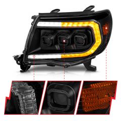 TOYOTA TACOMA 05-11 FULL LED PROJECTOR HEADLIGHTS BLACK W/ INITIATION FEATURE & SEQUENTIAL SIGNAL 