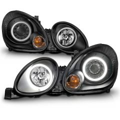 LEXUS GS 300/400/430 98-05 PROJECTOR HEADLIGHTS BLACK W/ RX HALO (NOT FOR FACTORY HID SYSTEM)