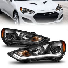 HYUNDAI GENESIS 13-16 2DR PROJECTOR PLANK STYLE HEADLIGHTS BLACK (FOR HID, HID KIT NOT INCLUDED)