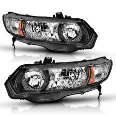 HONDA CIVIC 06-09 2DR CRYSTAL HEADLIGHTS BLACK (OE TYPE REPLACEMENT)