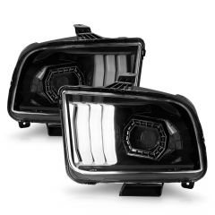 FORD MUSTANG 05-09 PROJECTOR LIGHT BAR STYLE HEADLIGHTS BLACK