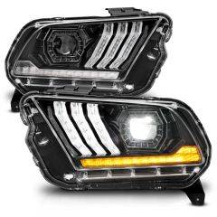 FORD MUSTANG 13-14 (HID MODEL) FULL LED PROJECTOR LIGHT BAR STYLE HEADLIGHTS BLACK W/ SEQUENTIAL SIGNAL