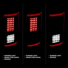 FORD F-150 15-17 FULL LED TAIL LIGHTS BLACK SMOKE LENS W/ SEQUENTIAL SIGNAL (RED LIGHT BAR)
